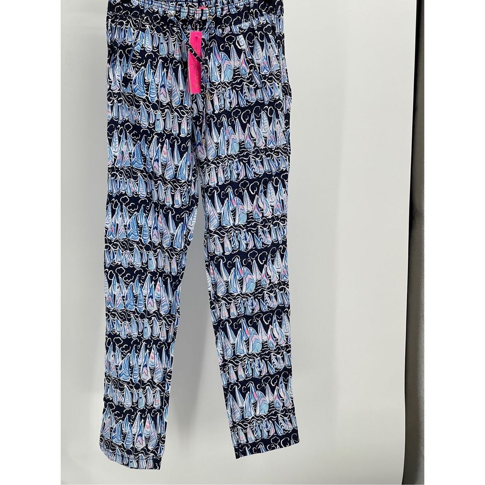 Lilly Pulitzer Linen Pants Taron Low Tide Navy Stripe Sail Women’s XXS Blue New